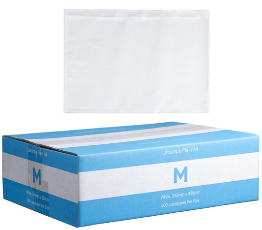 Plastic Labelope Plain A4 - White, 240mm x 330mm (Per 500 Labelopes/Box)