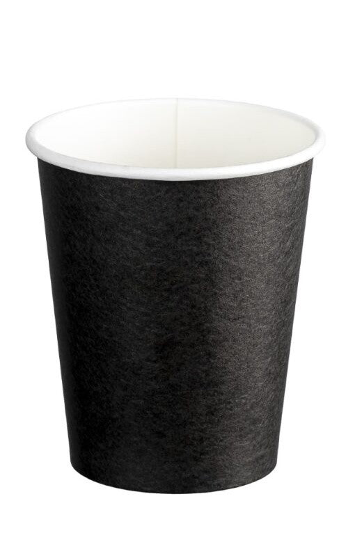 Single Wall PE Paper Cups - Black, 8oz, 280ml (Per 1000 Cups/Box)