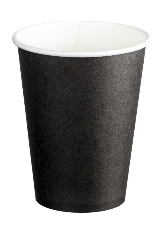 Single Wall PE Paper Cups - Black, 12oz, 390ml (Per 1000 Cups/Box)