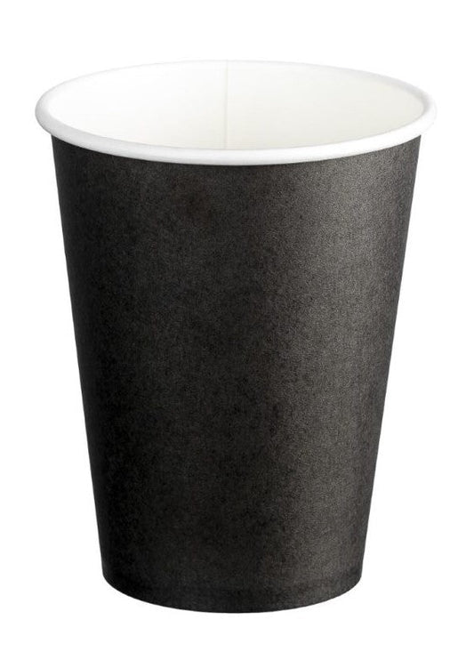 Single Wall PE Paper Cups - Black, 12oz, 390ml (Per 1000 Cups/Box)