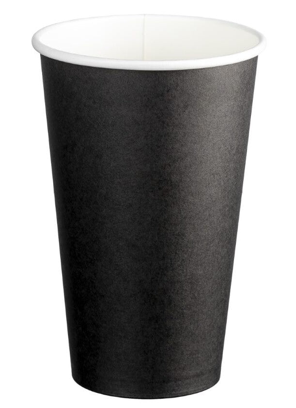 Double Wall PE Paper Cups - Black, 16oz, 510ml (Per 500 Cups/Box)