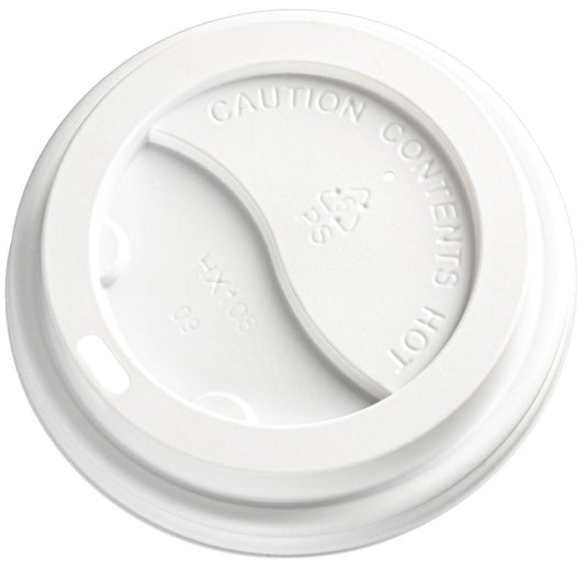 PS Plastic Cup Lids - White, 90mm Diameter (Per 1000 Lids/Box)