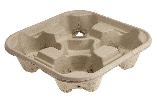 Cardboard Cup Holders - Brown, 4 Cup Capacity (Per 300 Holders/Box)