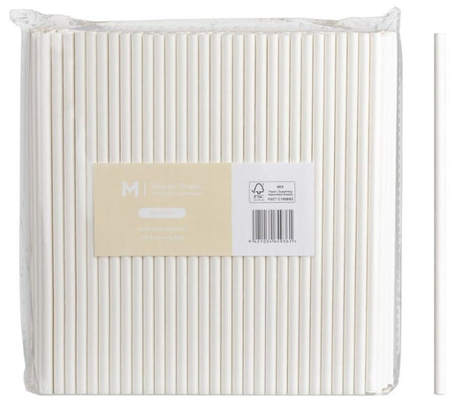 Paper Regular Flexible Straws - White, 6mm x 200mm, 300gsm, FSC® Mix (2500)