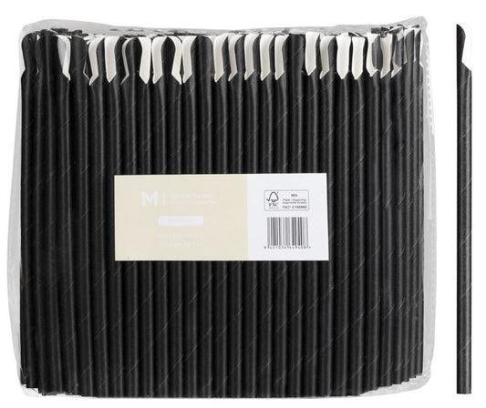 Paper Regular Spoon Straws - Black, 8mm x 210mm, 420gsm, FSC® Mix (2500)