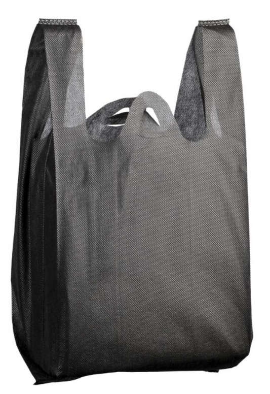 Woven Carry Bag Medium - Black, 255mm x 140mm x 370mm, 30gsm (200)
