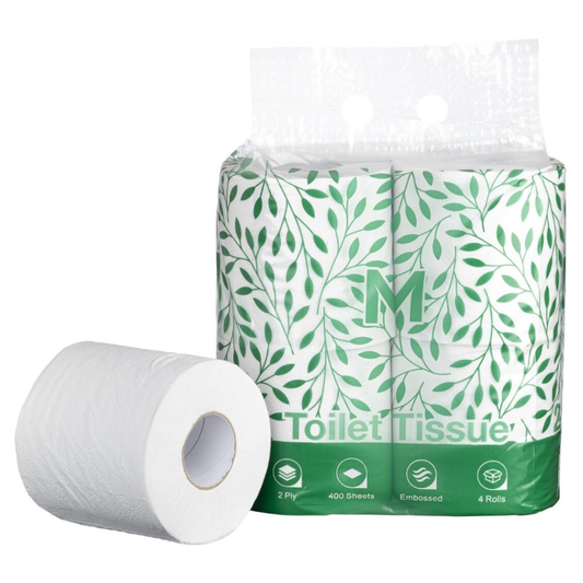 Recycled Unwrapped Toilet Tissue Boxed - White, 2 Ply, 400 Sheets, 4 Pack, FSC Recycled® (Per 48 Rolls/Box)