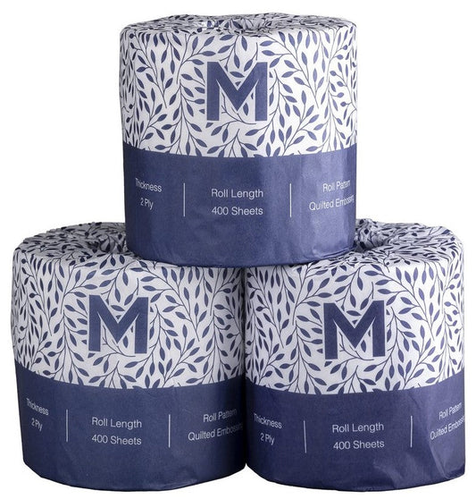 Wrapped Toilet Tissue Pack - White, 2 Ply, 400 Sheets, FSC Mix® (Per 48 Rolls/Plastic Bag)