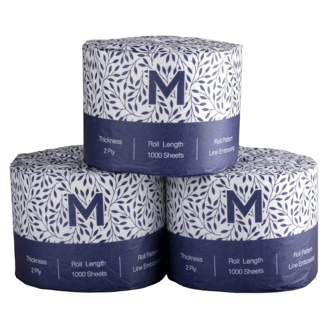Wrapped Toilet Tissue Boxed - White, 2 Ply, 1000 Sheets, FSC Mix® (Per 18 Rolls/Box)