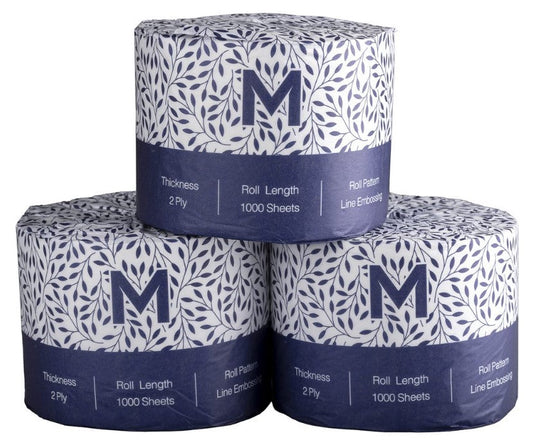 Wrapped Toilet Tissue Boxed - White, 2 Ply, 1000 Sheets, FSC Mix® (Per 18 Rolls/Box)