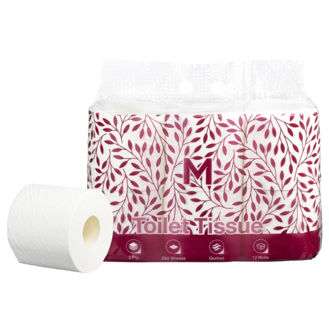 Luxury Unwrapped Toilet Tissue Boxed - White, 3 Ply, 250 Sheets, 12 Pack, FSC Mix® (Per 48 Rolls/Box)