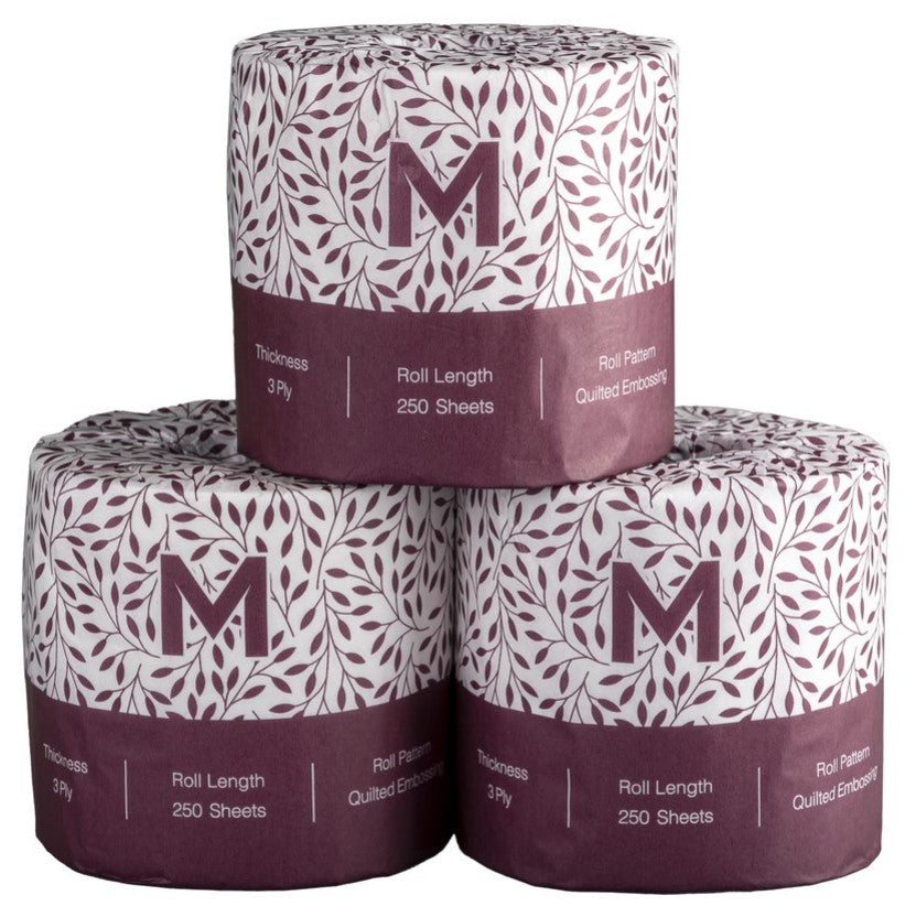 Luxury Wrapped Toilet Tissue Boxed - White, 3 Ply, 250 Sheets, FSC Mix® (Per 18 Rolls/Box)