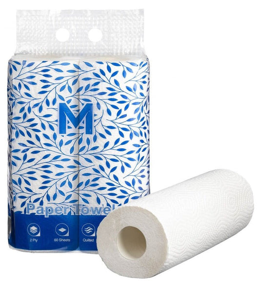 Kitchen Paper Towels - White, 272mm x 226mm, 2 Ply, 60 Sheets, FSC Mix® (Per 12 Rolls/Box)