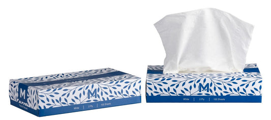 Flat Facial Tissues - White, 2 Ply, 100 Sheets, FSC Mix® (Per 48 Packs/Box)