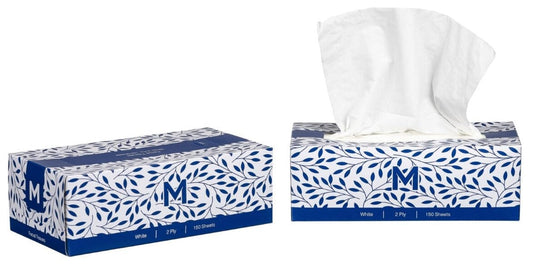 Flat Facial Tissues - White, 2 Ply, 150 Sheets, FSC® Mix (30)