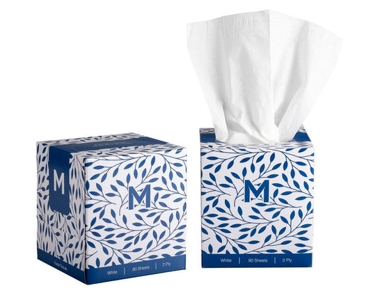 Cube Facial Tissues - White, 2 Ply, 90 Sheets, FSC Mix® (Per 36 Packs/Box)