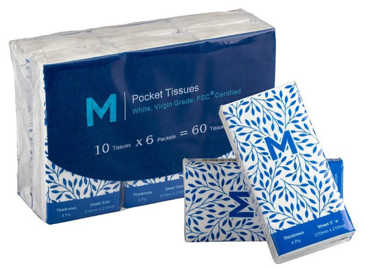 Tissue Pocket Packs 1/12 Fold - White, 4 Ply, 10 Sheets, FSC Mix® (Per 288 Packs/Box 2880/Sheets)