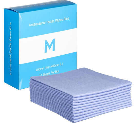 Antibacterial Textile Wipes - Blue, 400mm x 400mm, 140gsm (Per Pack)