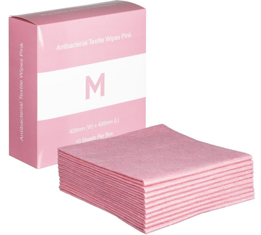 Antibacterial Textile Wipes - Pink, 400mm x 400mm, 140gsm (Per Pack)