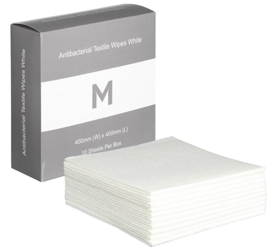 Antibacterial Textile Wipes - White, 400mm x 400mm, 140gsm (Per Pack)