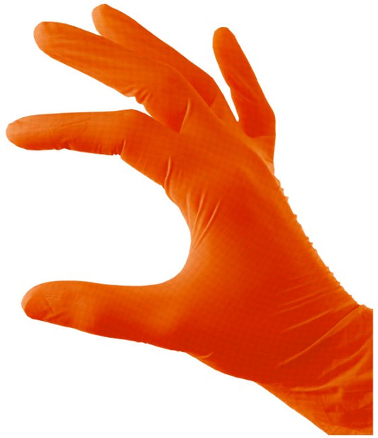 Nitrile Diamond Grip Gloves Powder Free - Orange, S, 240mm Cuff, 9.0g (Per 1000 Gloves/Box)