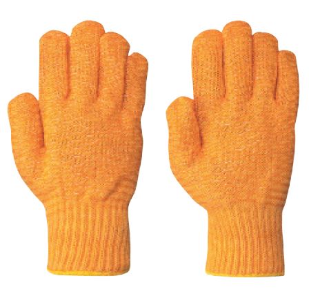 Cotton Honeycomb Grip Glove - Orange, Universal Size, 7 Gauge (Per 120 Pair/Box)