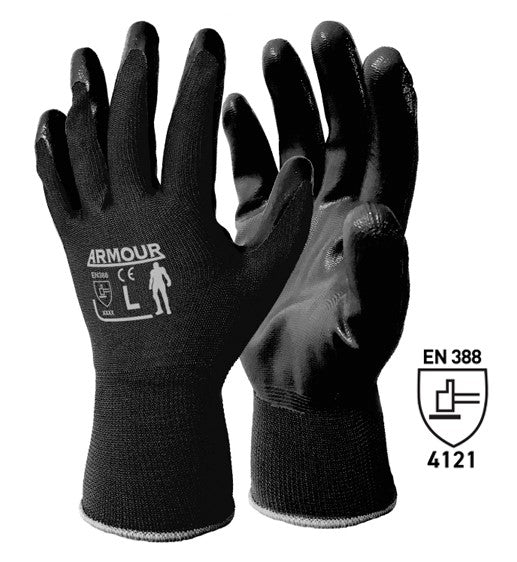 Nitrile Smooth Work Gloves - Black, XL, 13 Gauge (Per Pair)