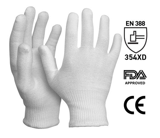 Processing Cut Resistant Gloves - White, XL, 13 Gauge (Per Pair)