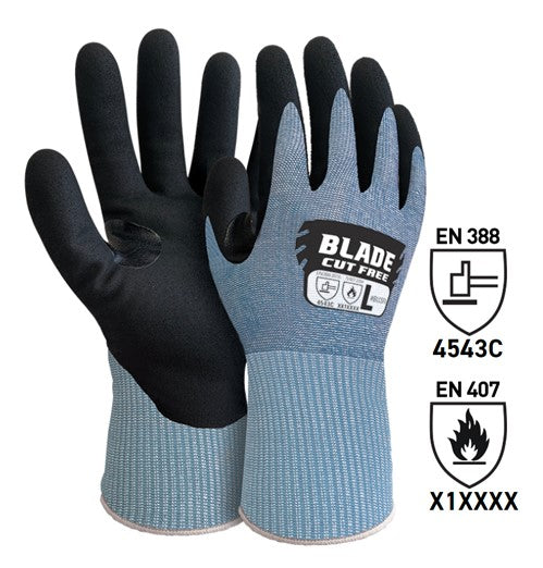 Nitrile Sandy Cut Resistant Gloves - Blue/Black, 2XL, 15 Gauge (Per Pair)
