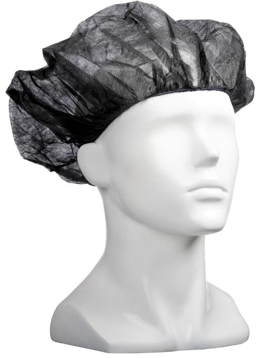 Polypropylene Bouffant Hats - Black, 610mm Wide, 12gsm (Per 600 Hats/Box)