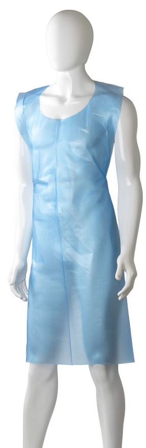 Polyethylene Back Tie Apron - Blue, 800mm x 1250mm x 30mu (Per 500 Aprons/Box)