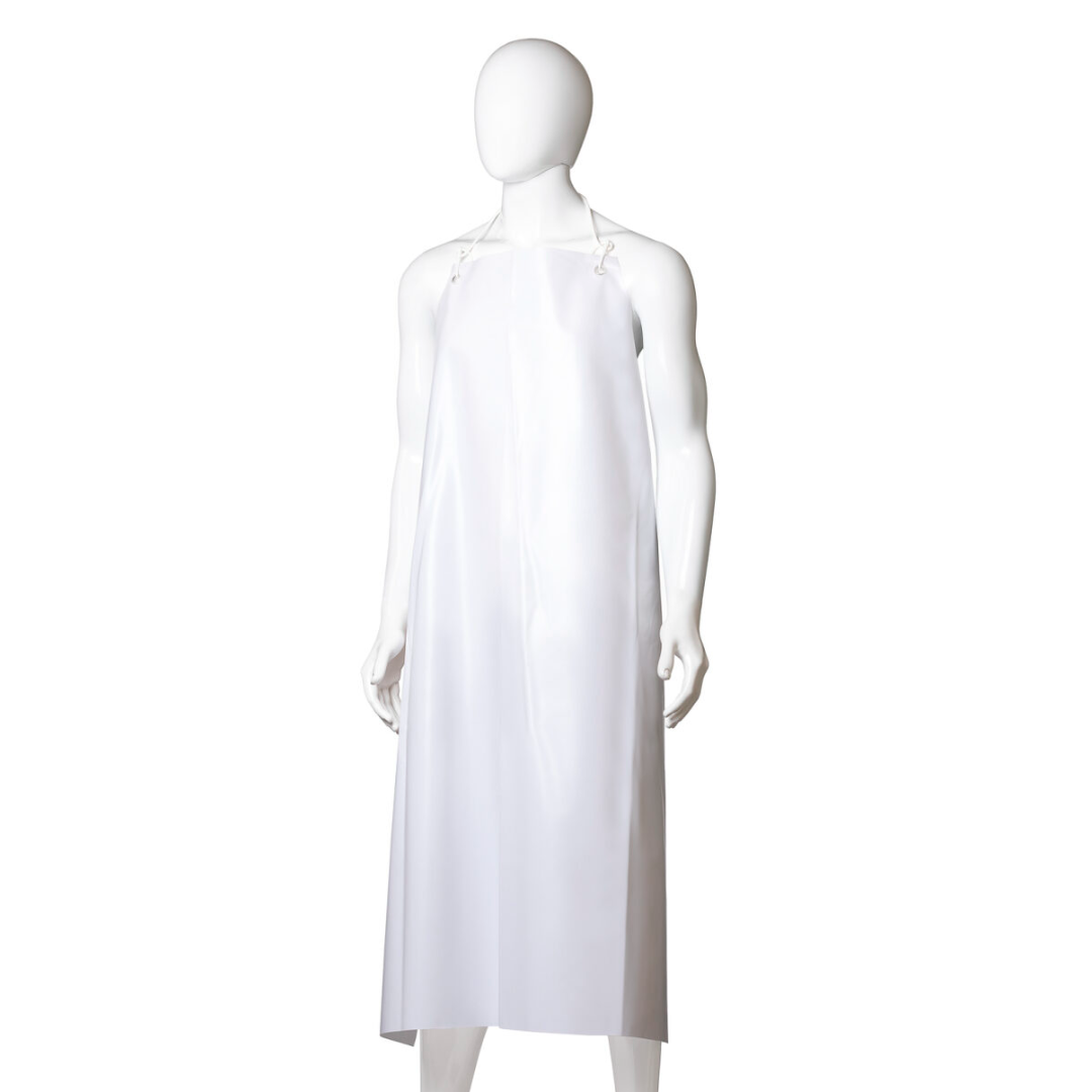 Reusable PVC Apron with Hooks - White, 900mm x 1200mm, 300mu (Per Each)