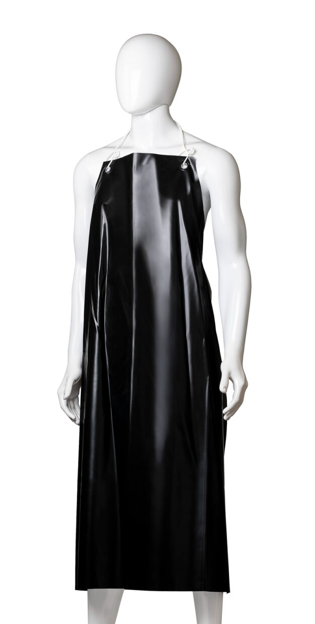 Reusable PVC Apron with Hooks - Black, 900mm x 1200mm, 300mu (Per Each)