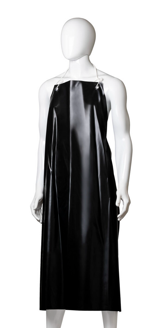 Reusable PVC Apron with Hooks - Black, 900mm x 1200mm, 300mu (Per Each)
