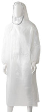 Polyethylene Hooded Ponchos - White, 800mm x 1300mm x 30mu (Per 96 Ponchos/Box)