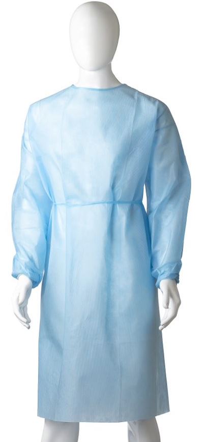 Polypropylene Isolation Gown - Blue, 1200mm x 1400mm, 40gsm (Per Each)