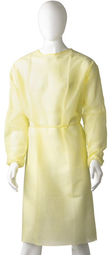 Polypropylene Isolation Gown - Yellow, 1200mm x 1400mm, 40gsm (Per Each)