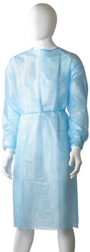 Polypropylene Coated Isolation Gown - Blue, 1200mm x 1400mm, 40gsm (Per Each)
