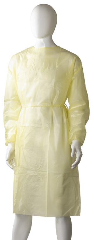 Polypropylene Coated Isolation Gown - Yellow, 1200mm x 1400mm, 40gsm (Per Each)