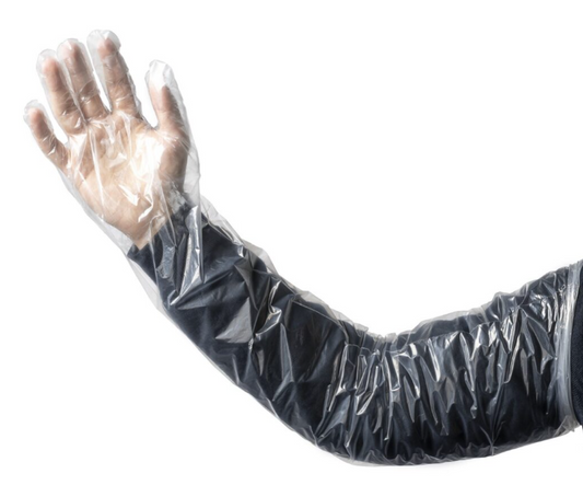 Polyethylene Shoulder Length Glove - Clear, 800mm x 40mu (Per 100 Gloves/Pack)