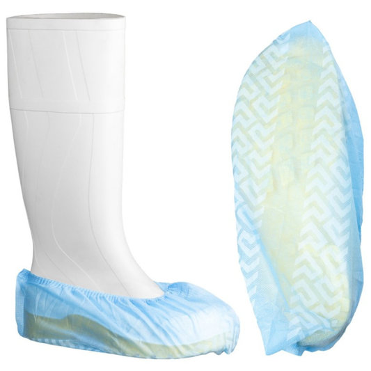 Polypropylene Anti Skid Shoe Covers - Blue, 200mm x 400mm, 35gsm (600 Covers/Box)