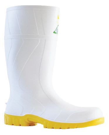 Industrial PVC Gumboots - White/Yellow, Size 12 (Per Pair)