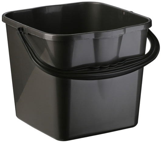 Square Bucket - Black, 12L Capacity (Per Each)