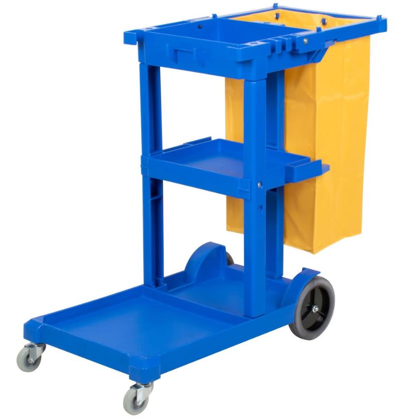 Economy Cleaning Cart - Blue, 3 Tier (Per Cart)