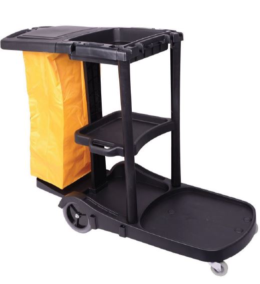 Premium Cleaning Cart - Black, 3 Tier (Per Cart)