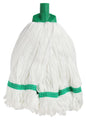 Looped Microfibre Mop Head - White/Green, 25mm x 350g / 330mm (Per Each)