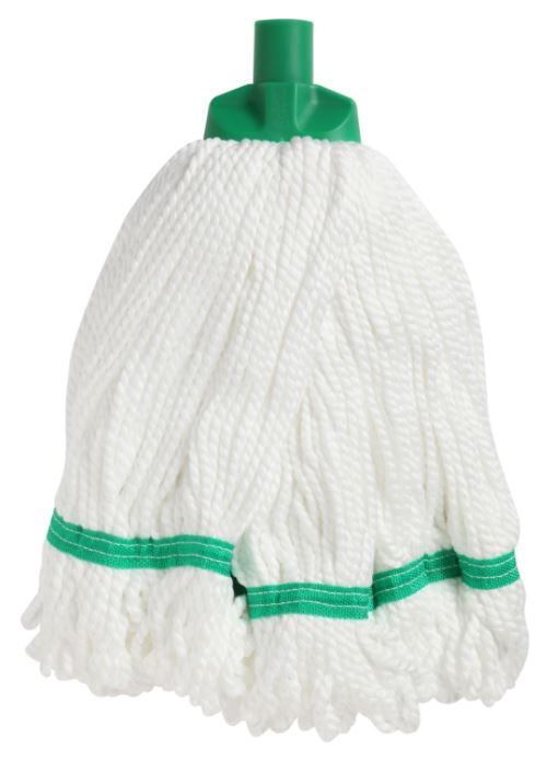 Looped Microfibre Mop Head - White/Green, 25mm x 350g / 330mm (12)