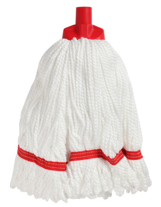Looped Microfibre Mop Head - White/Red, 25mm x 350g / 330mm (12)
