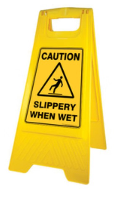 Safety Sign Slippery When Wet - Yellow, 290mm x 660mm (Per Each)
