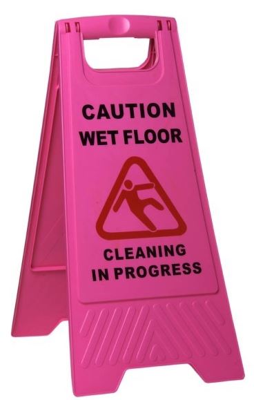 Safety Sign Wet Floor - Pink, 290mm x 660mm (Per Each)
